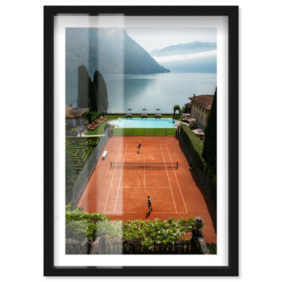 Lakeside Tennis Shadowbox Print Travel Art Prints by Notoriart, Black Frame, 37 x 55