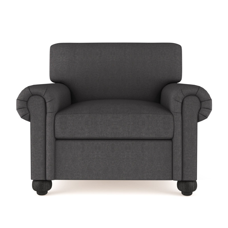 Leroy Armchair, 36" H x 41" W x 49" D, Pebble Weave Linen Alabaster, Ebony