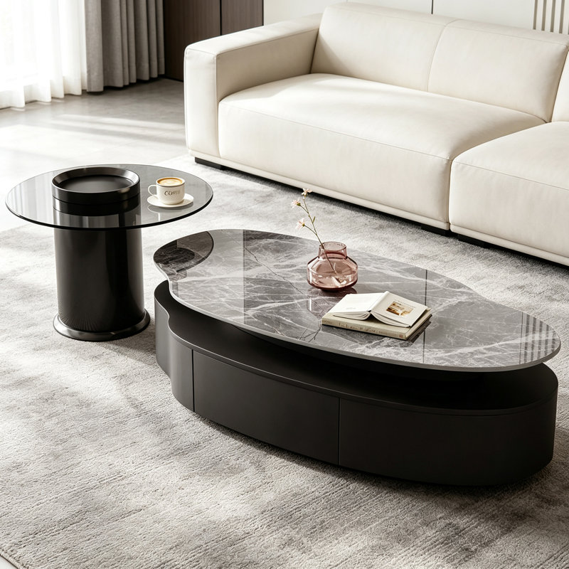 Table basse Italian Luxury, White/Clear