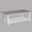 Blanc, brun, ensemble de table basse 3 pièces, table basse rectangulaire et deux tables de bout carrées assorties, salon, meubles en bois