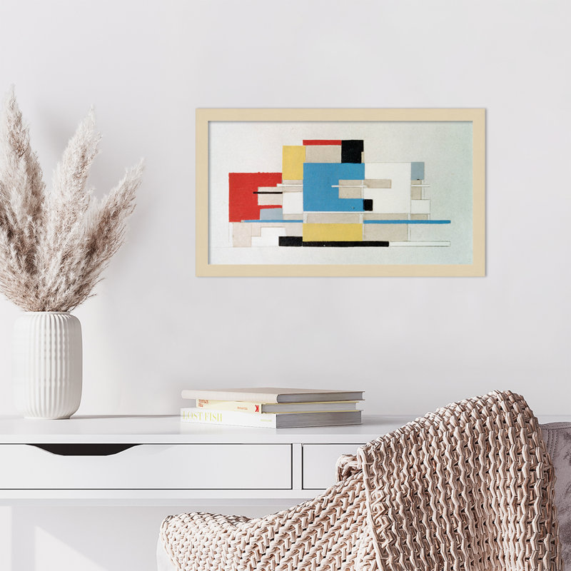 «Color Study For Architecture», reproduction d'art encadrée sur papier par Theo Van Doesburg, H 12 po x l 21 po, Brun