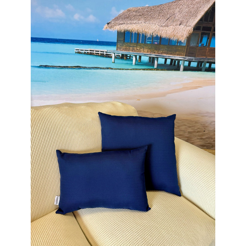 Outdoor Reversible Throw Pillow, Blue