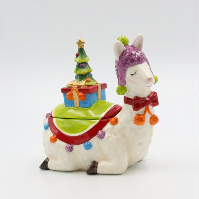 Ceramic Llama Candy Jar- 7 1/4"H