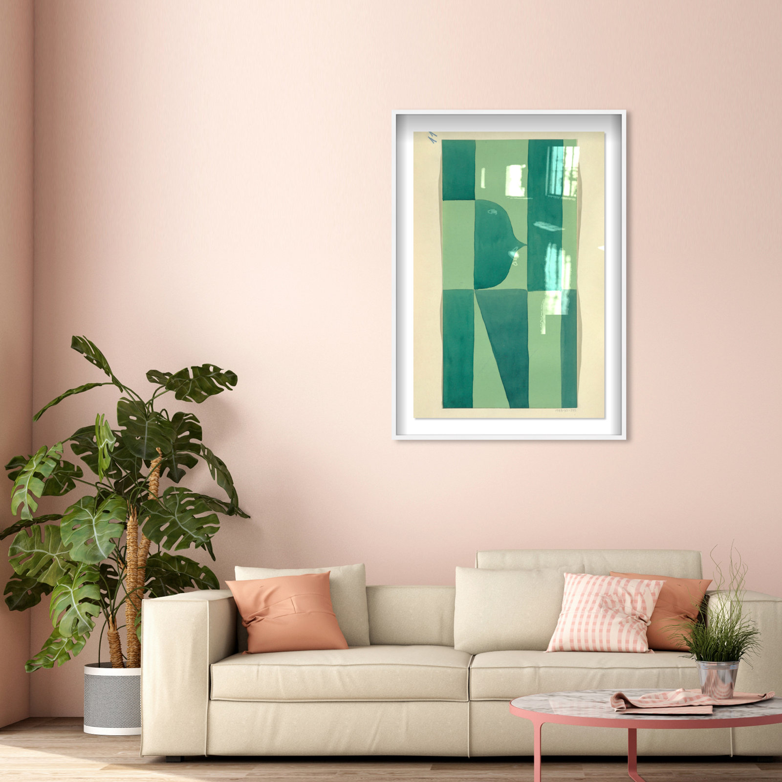 Erickson "Green Abstract" Print by Oliver Gal, 55" H x 37" W, White