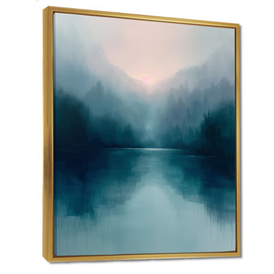 Monochromes gris, bleu, pluie, montagne, hiver, jours II - lac, art mural, salon