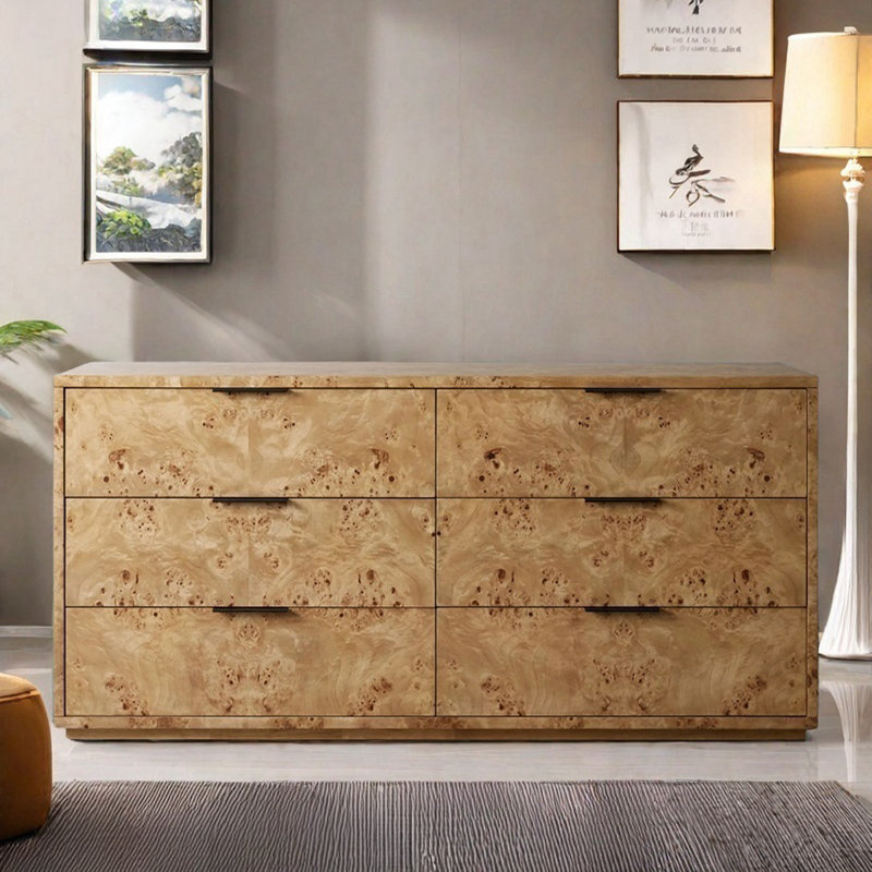 Buffet décoratif 6 tiroirs Vintage, H 33,46 po x l 63 po x P 19,69 po