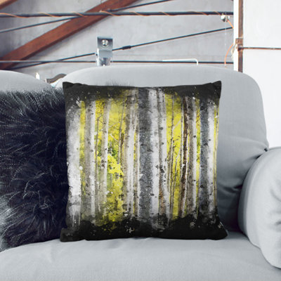 Yellow Birch Tree Forest Cushion with Filling