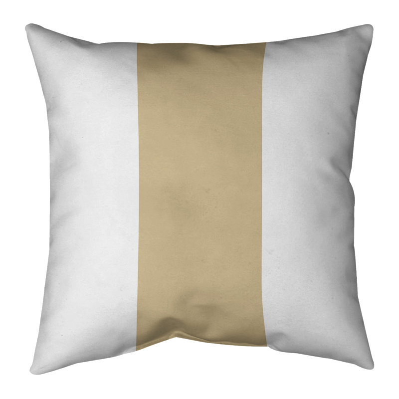 Coussin décoratif , Blanc / doré, 16 po x 16 po, Simili daim