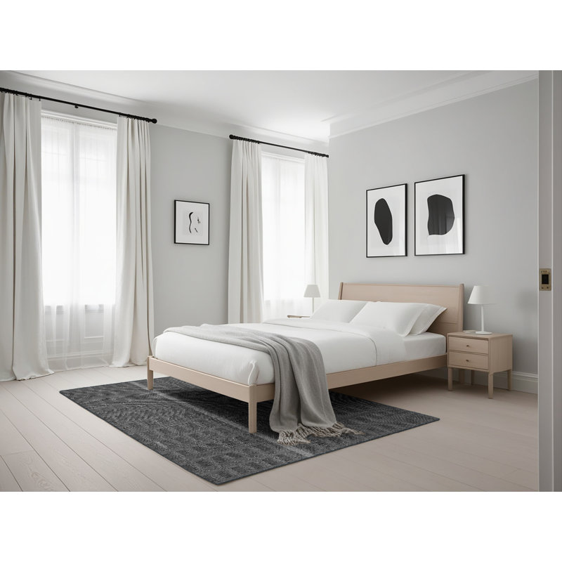 Tapis noir à motif géométrique Shelley, Rectangle 5 pi x 7 pi