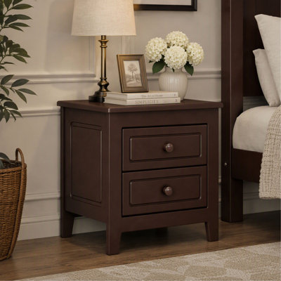 2-Drawer Nightstand with Mid-Century Retro Design for Bedroom Storage