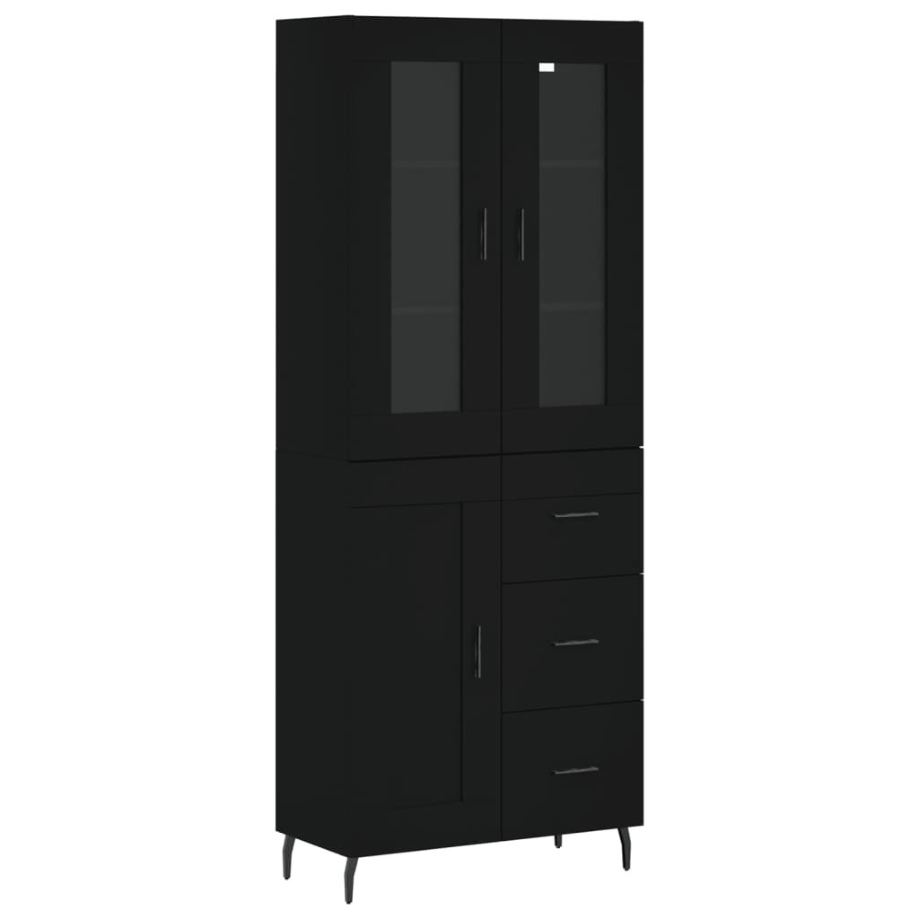 Highboard Schwarz 69,5x34x180 cm Holzwerkstoff