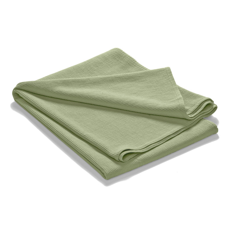 Cotton Solid Colour Bedspread, 260 x 260 cm Bedspread, Lind Green