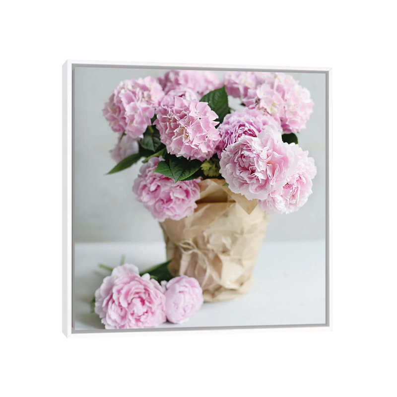 Pink Blooms by Sarah Gardner - Print on Canvas, White Floater Frame, 93.98 cm H x 93.98 cm W