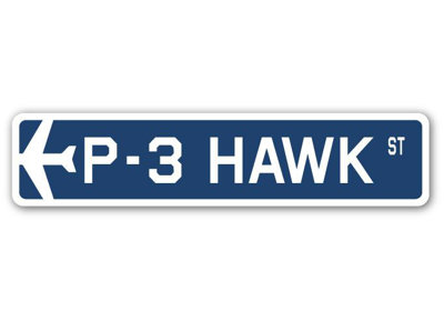 Plaque de rue militaire en aluminium Brassfield P-3 Hawk