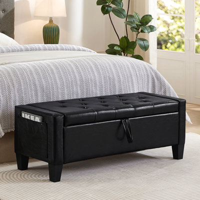 Repose-pieds avec rangement, repose-pieds avec rangement et charnière de sécurité, poids de 350 lb, banc d'entrée rembourré avec sièges pour la chambre à coucher, le salon