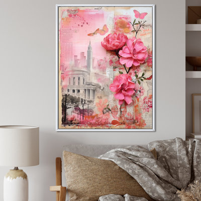 " Golden Gate San Francisco Retro Pink Collage I "