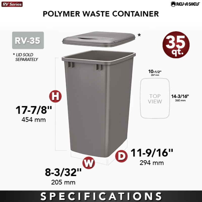 Green Polymer Pull-Out Trash Bin Set, 35 Quart, 2 Pack