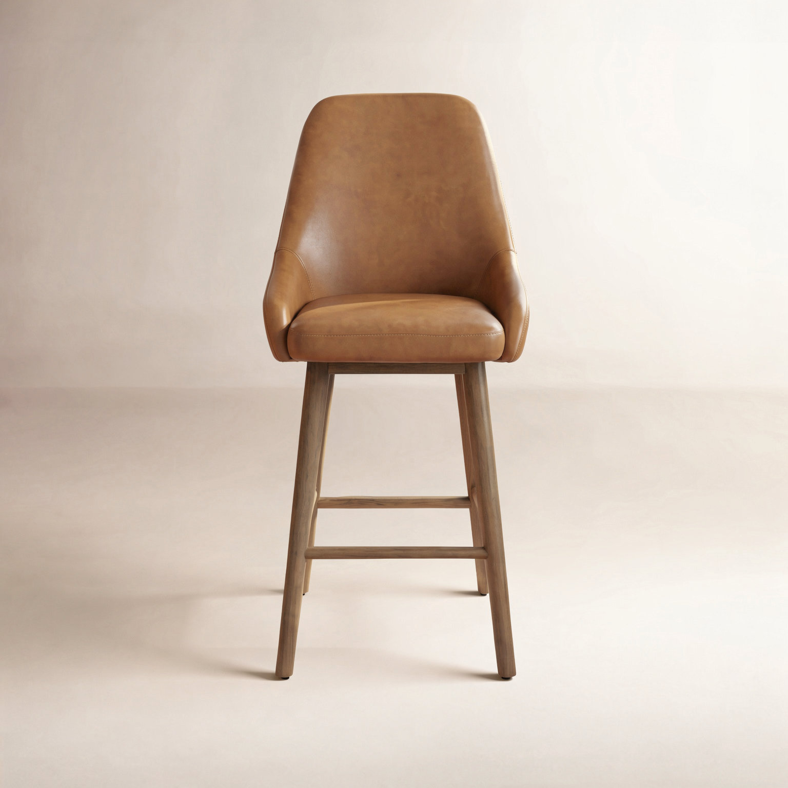 26" Bar Stool, Brown Faux Leather