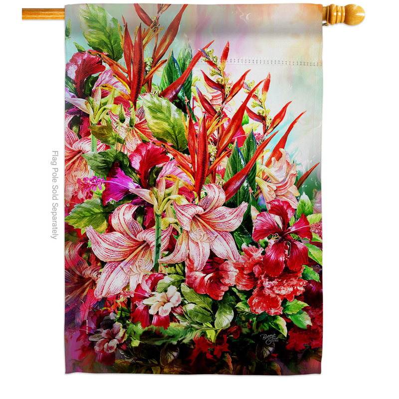 Drapeau de maison tropical en polyester 40 x 28 po Bouquet tropical