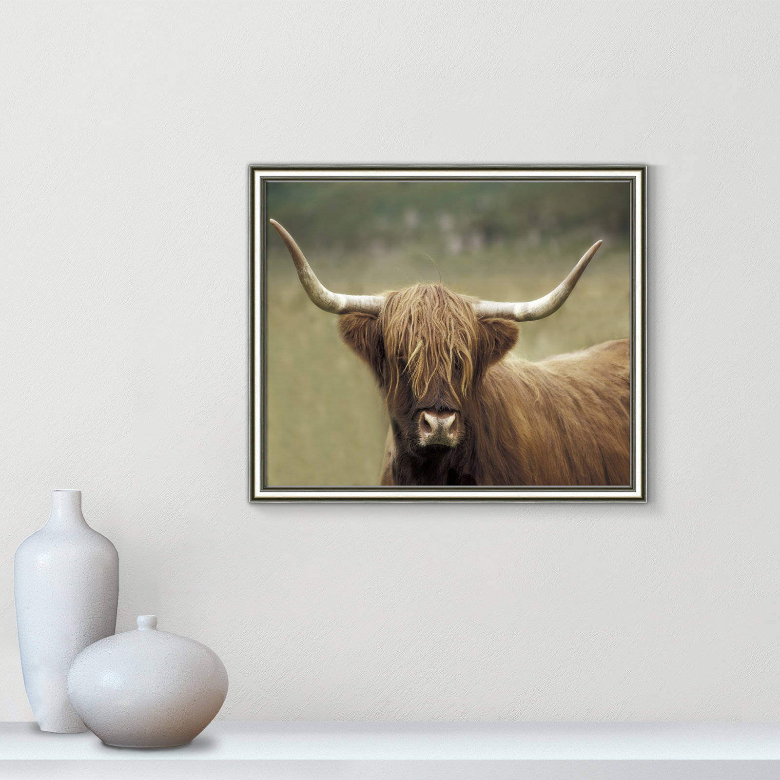 Frederic "Highland Afternoon" Print, 17.25" H x 20.25" W x 0.88" D, Silver Framed
