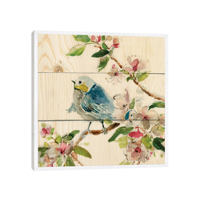 Birds And Blossoms II by Carol Robinson - Painting on Canvas, White Framed, 66.04 cm H x 66.04 cm W