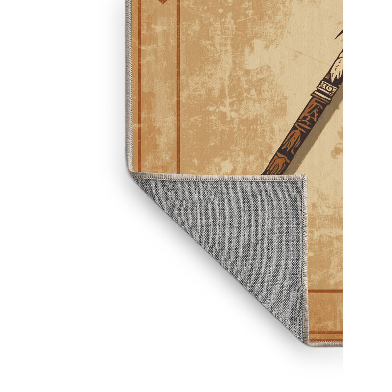 Tapis brun rustique lavable à la machine à motif rustique de style rustique Calhoun, 4 x 6