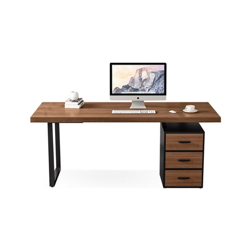 Bureau rectangulaire en bois massif avec 3 tiroirs, bureau