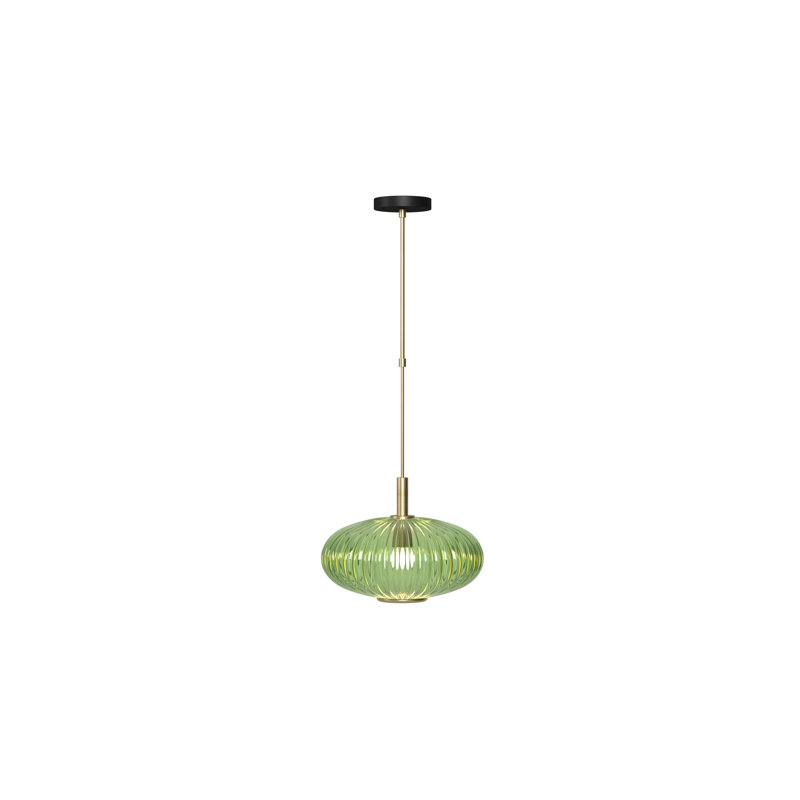Luminaire suspendu simple 12 po Prohibition par RAM Game Room, Vert, Laiton