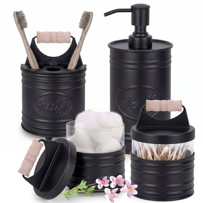 Yoann Rustic Bathroom Accessory Set - Galvanized