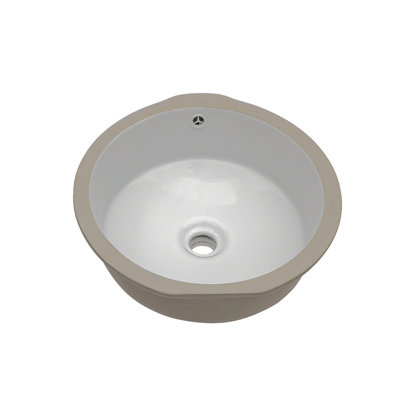 15.75"X15.75" White Ceramic Round Undermount Bathroom Sink With Overflow