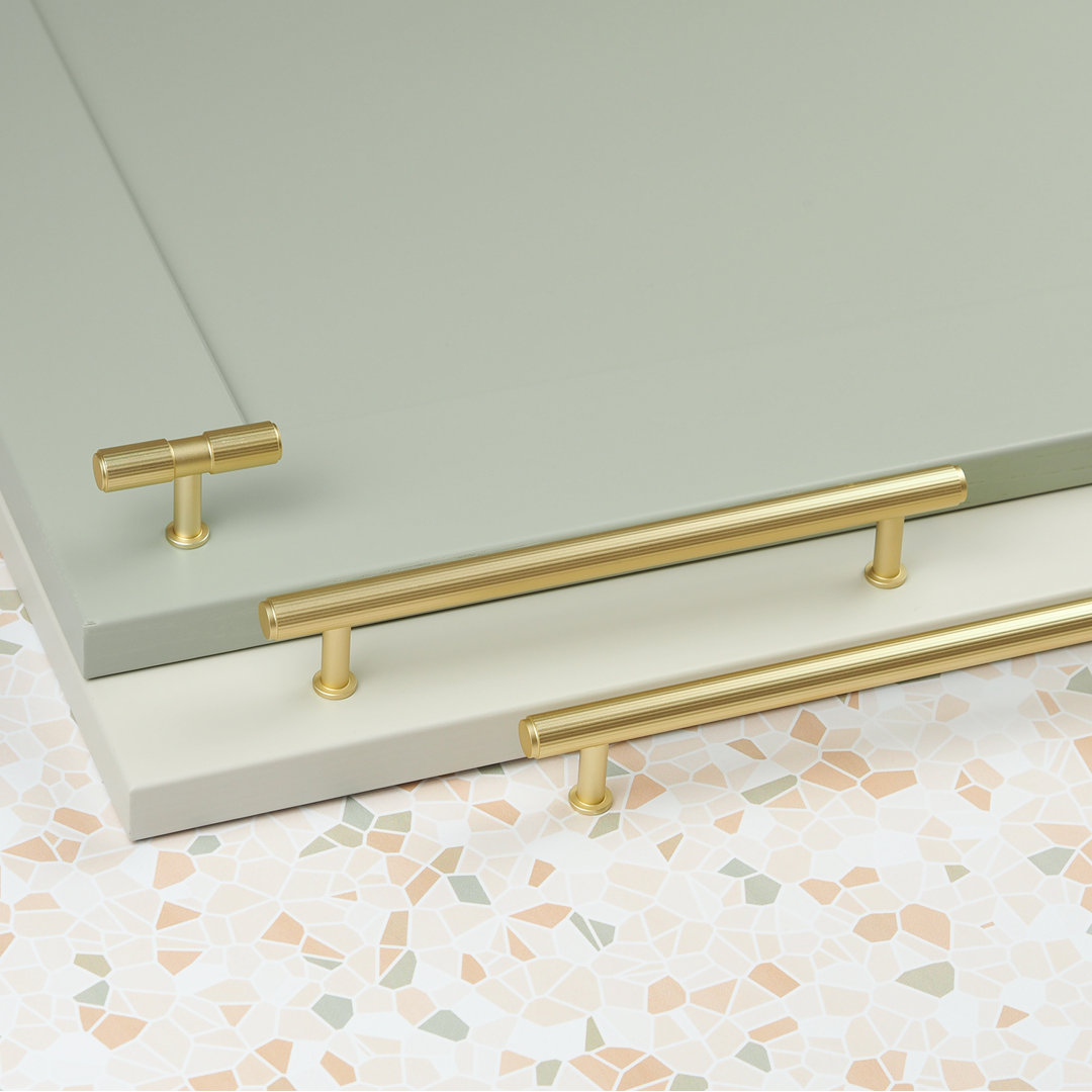 Brushed Brass Fluted Cabinet Handles & Knob