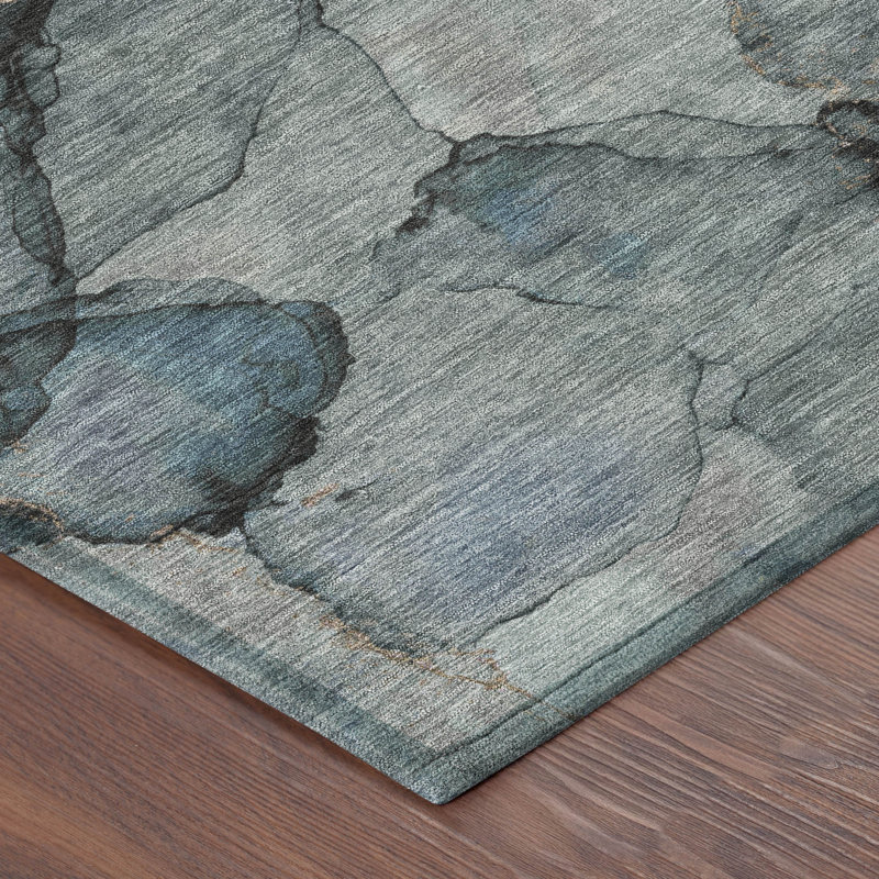 Machine Washable Indoor/Outdoor Chantille ACN2590 Abstract Rug, Blue, 9' x 12'