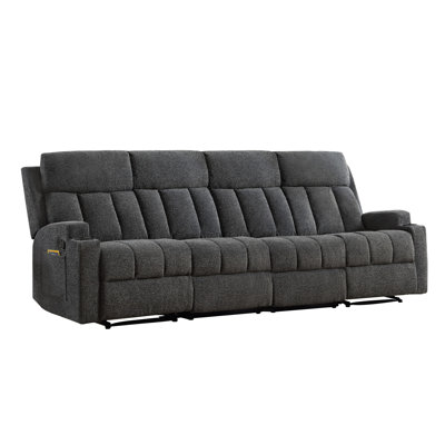 4-Seater Manual Recliner Sofa With Cup Holders & Pocket Storage