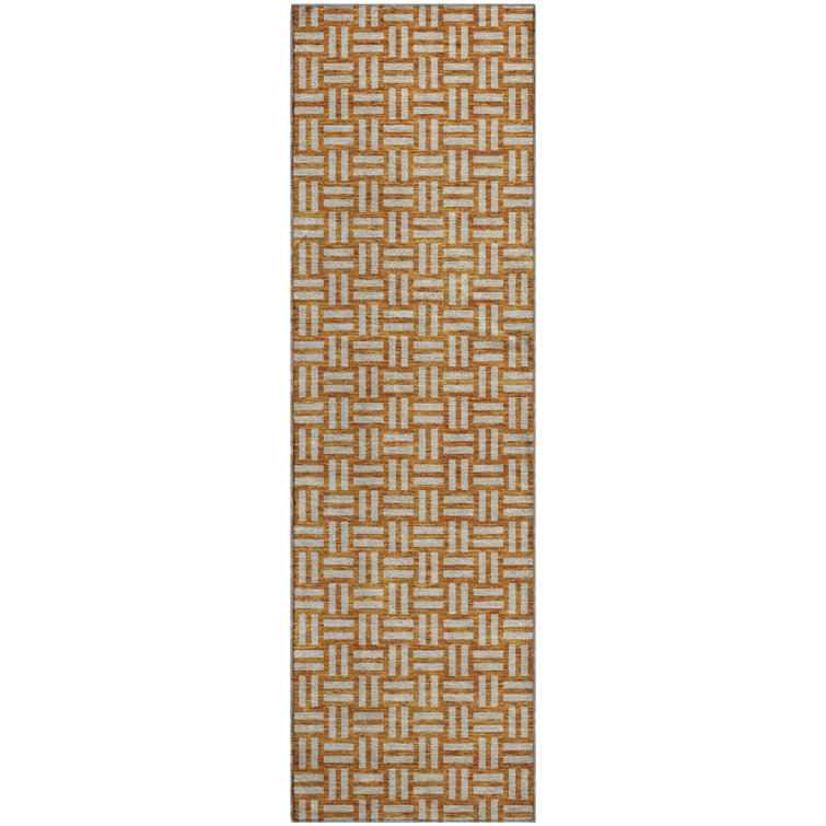 Premium Machine Washable Prisco Terracotta Rug