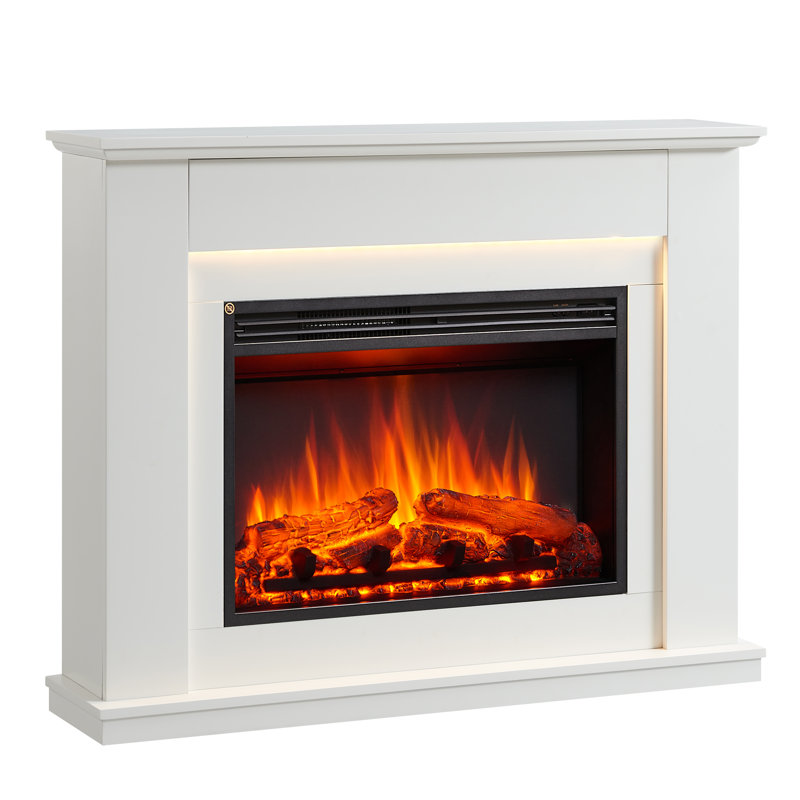 FLAMME Valenza Espresso oak Electric Fireplace Suite with Surround and 2kW Heater, White
