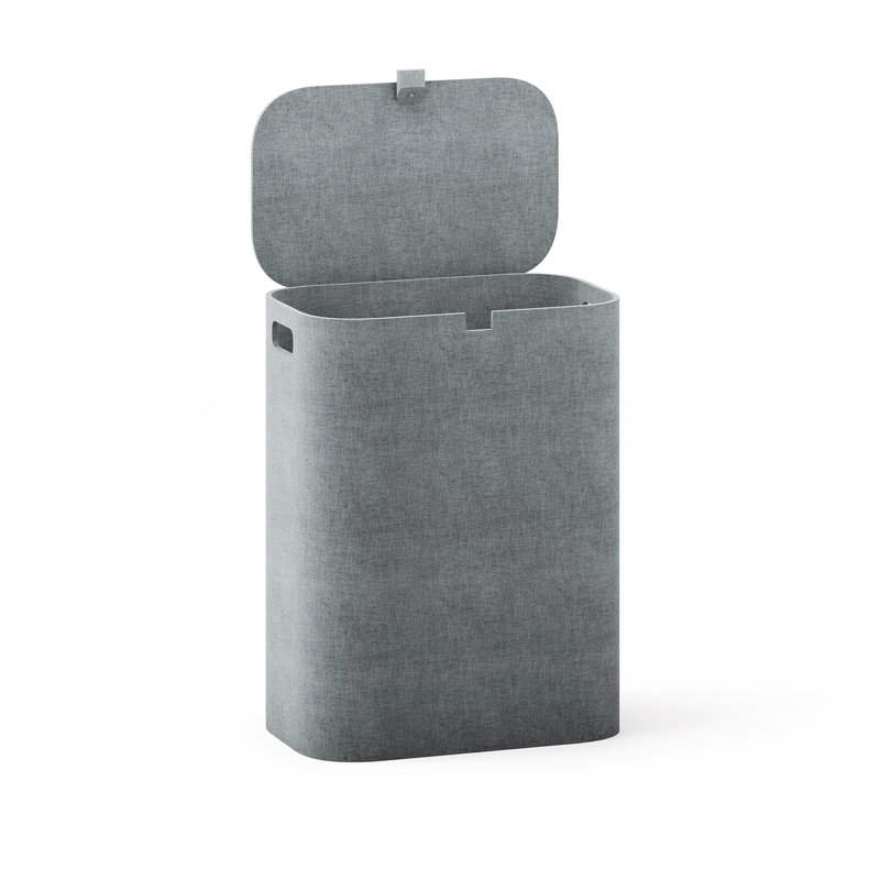 Bellagio Wood Laundry Basket with Handles, Gray
