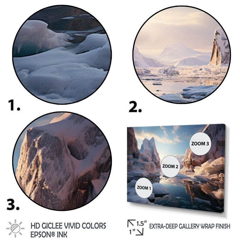 «White Iceberg», reproduction sur toile, Cadre flottant blanc, H 30 po x l 40 po x P 1,5 po
