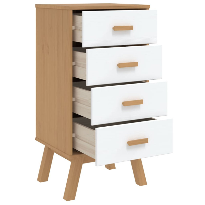 Table de chevet Leverna, Brun / blanc