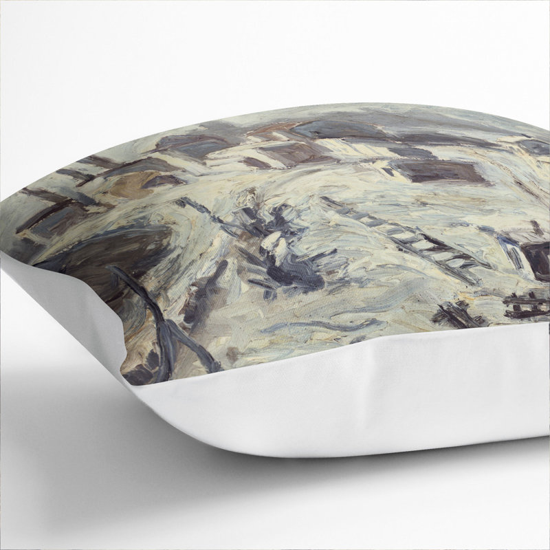 Train Tracks and Houses Scatter Cushion with Filling, White, 55cm H x 55cm W x 20cm D