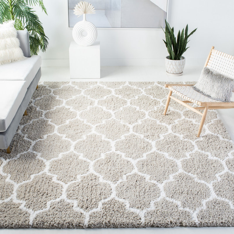Ardele Toronto Shag Hand Tufted Performance Geometric Rug, Rectangle 8' x 10'