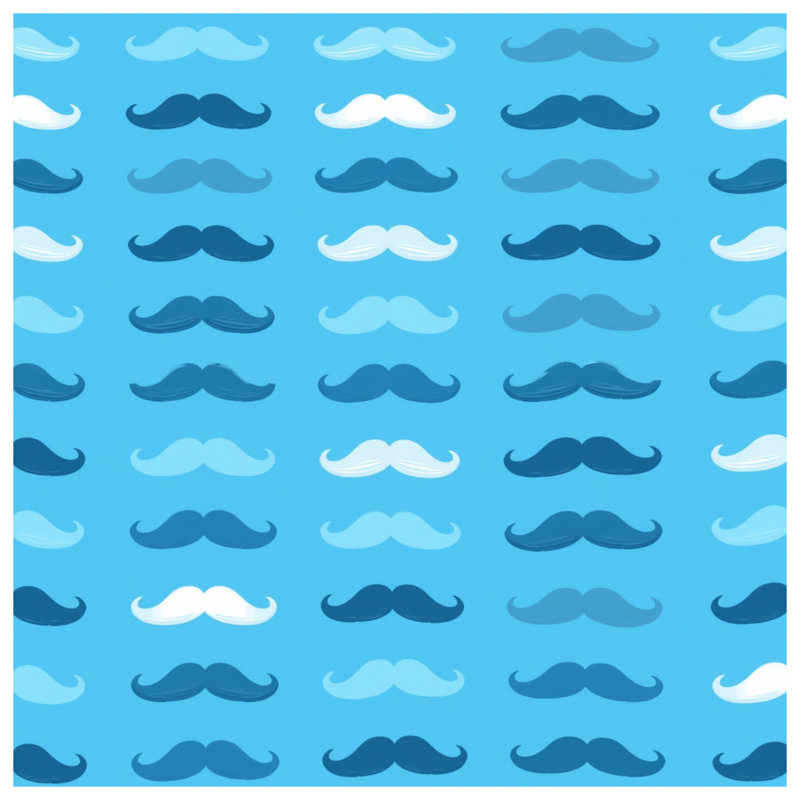 Blue Moustache Pattern Comforter, Queen