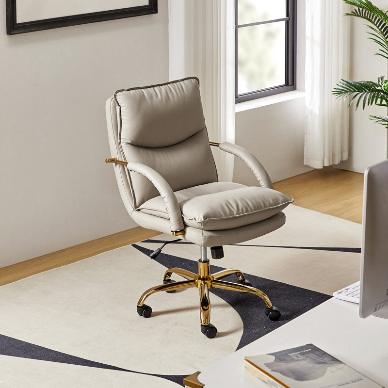 Pell Swivel Tilting Leather Upholstered Office Chair with Adjustable Height, Tan