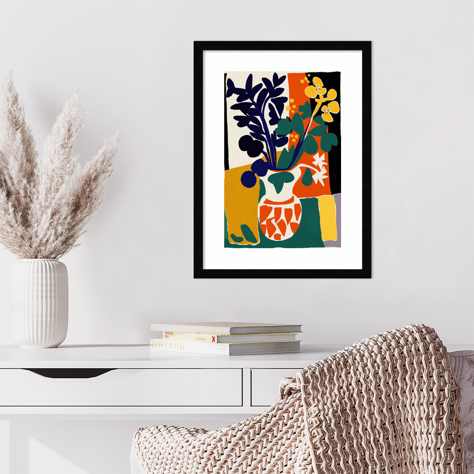 Ovando "France Floral Impressions" Print, 21" H x 16" W, Black