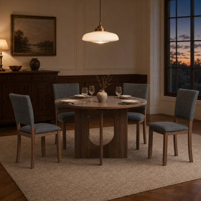 Ensemble de table de salle à manger moderne en bois massif 5 pièces pour 4 personnes, ensemble de table de cuisine avec 4 chaises rembourrées