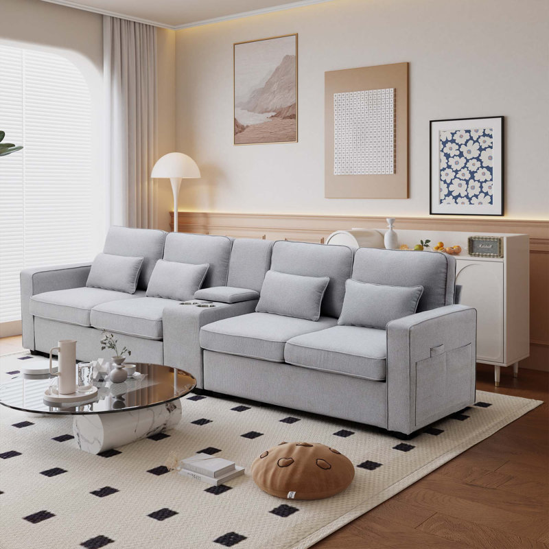 Gokdeniz Upholstered 114.2'' Sofa, Light Gray 100% Polyester