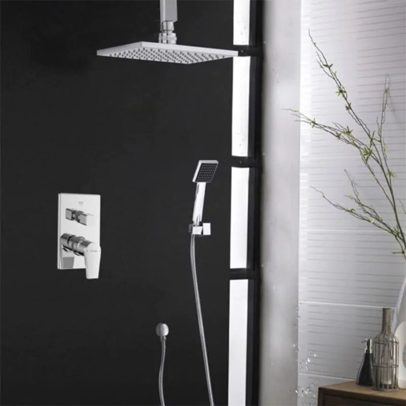 Juno Stylish Wall Mount Chrome Rain Shower Head with Hand Shower