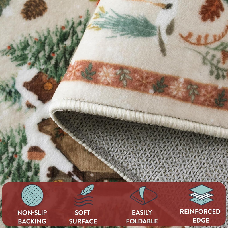  Tapis lavable de Noël, tapis de Noël modernes, confortables et antidérapants, Rectangulaire 3 pi x 5 pi