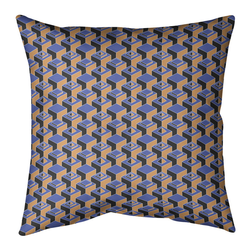 Housse de coussin Skyscrapers, 14 po x 14 po, Petit : bleu, orange, Polyester filé