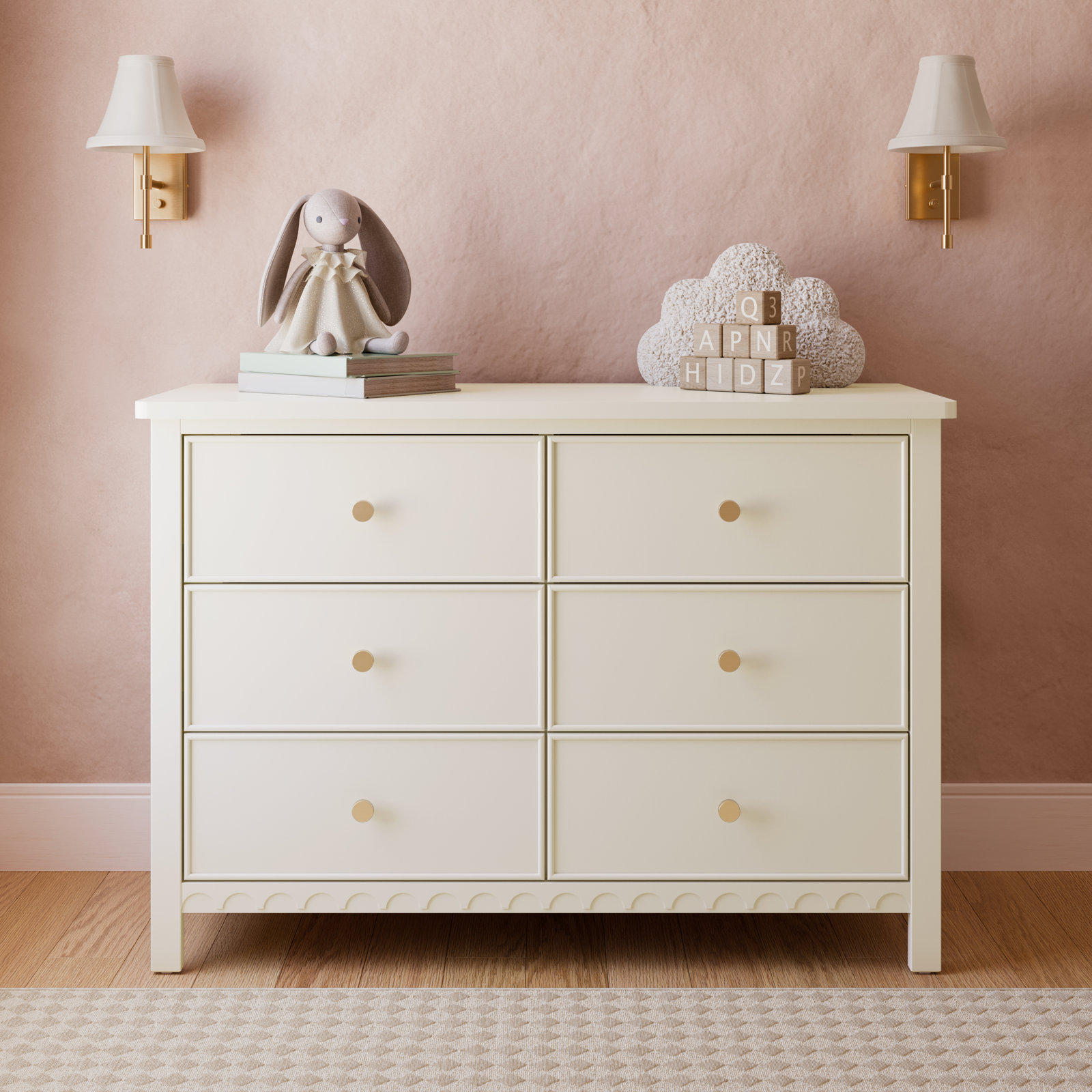 Sasha 6-Drawer Double Dresser, Frosted Oat