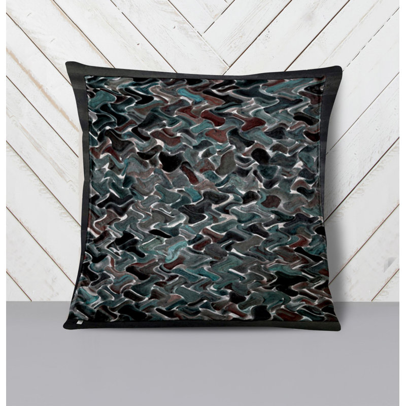Throw Pillow With Insert, Blue/Black Abstract 3, 20"H x 20"W